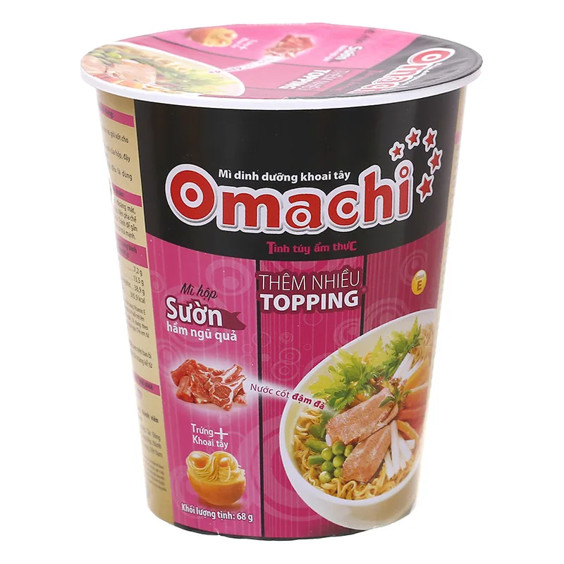 Omachi - Mì Ly Sườn hầm Ngũ Quả 70g x 24 hộp