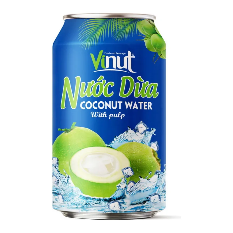 VINUT-Nước dừa tươi Bến Tre có cơm dừa 330ml x 24 lon