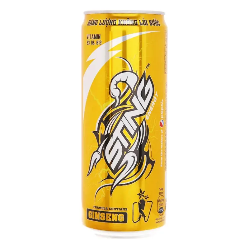 STING - Nước tăng lực lon vàng 325ml x 24 lon