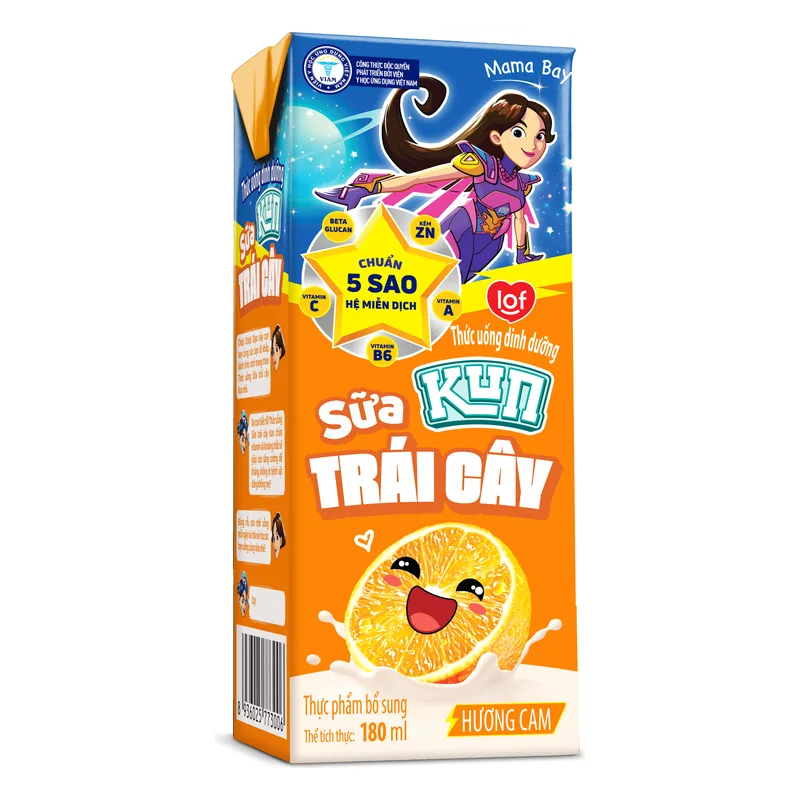 Sữa Kun Trái cây Hương Cam 180ml x 48 hộp
