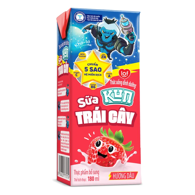 Sữa Kun Trái cây Hương Dâu 180ml x 48 hộp