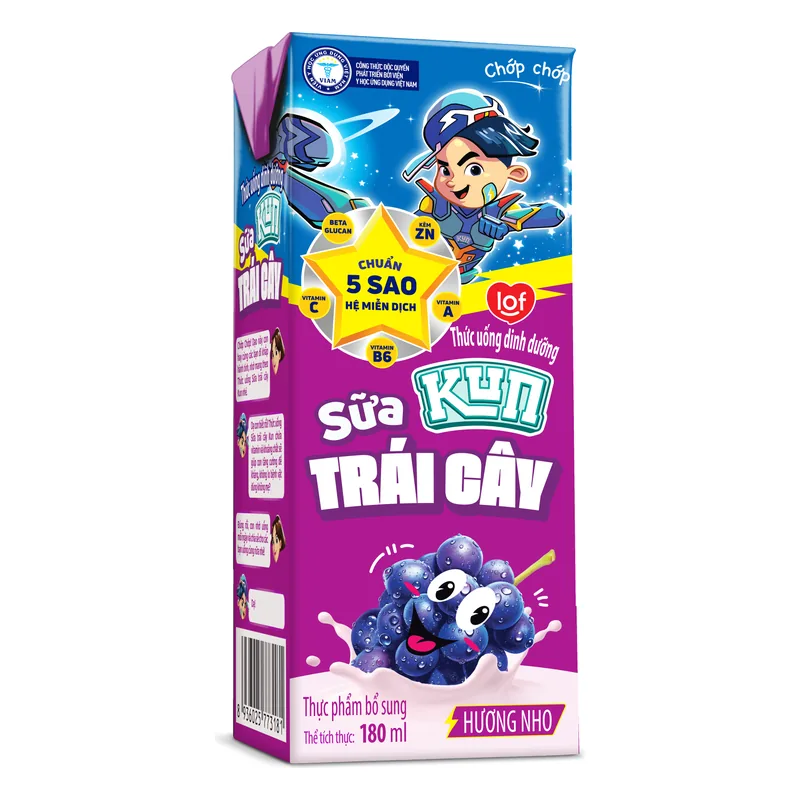 Sữa Kun Trái cây Hương Nho 180ml x 48 hộp