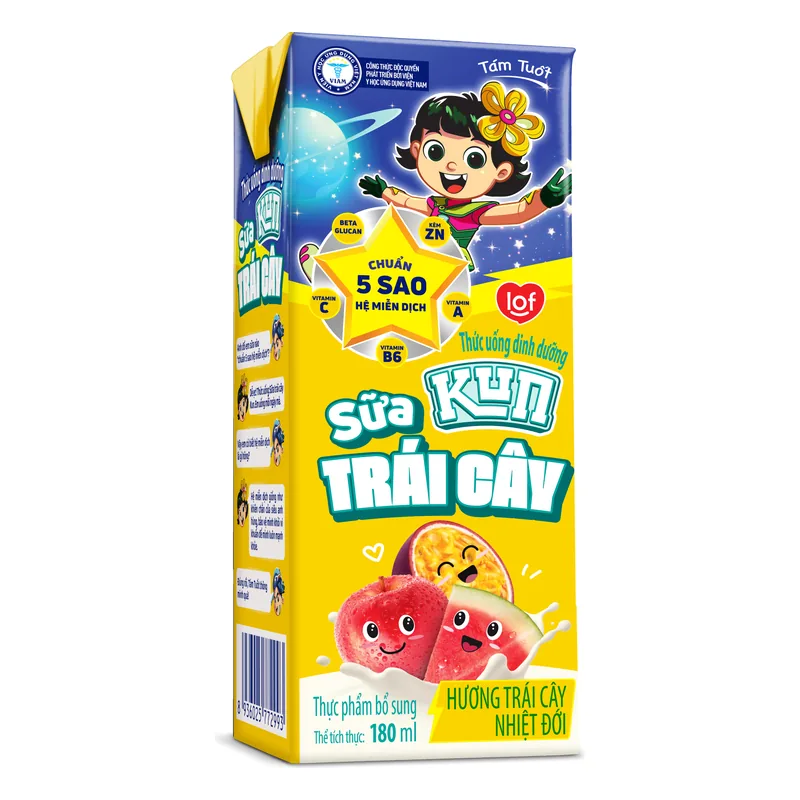 Sữa Kun Trái Cây Hương Trái Cây Nhiệt Đới 180ml x 48 hộp